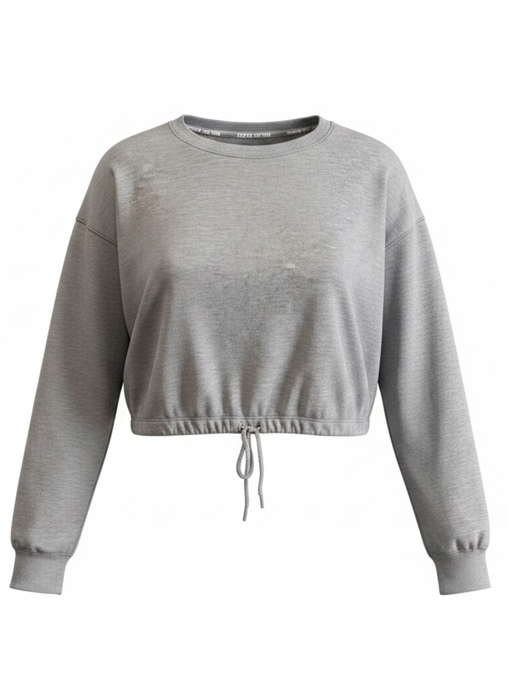 Tek Gear On-the-Go Gear Gray Heather Drawstring Hem Crop Pullover Sweatshirt
